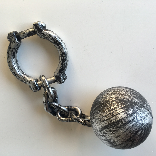 BALL & CHAIN, Silver & Black Plastic